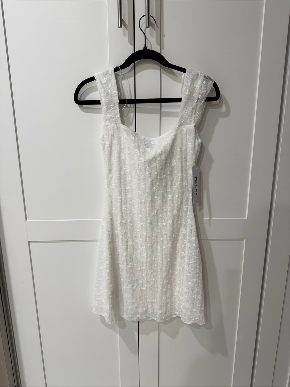 NEW Princess Polly Lanchester White Textured Square-Neck Mini Dress - Picture 7 of 8
